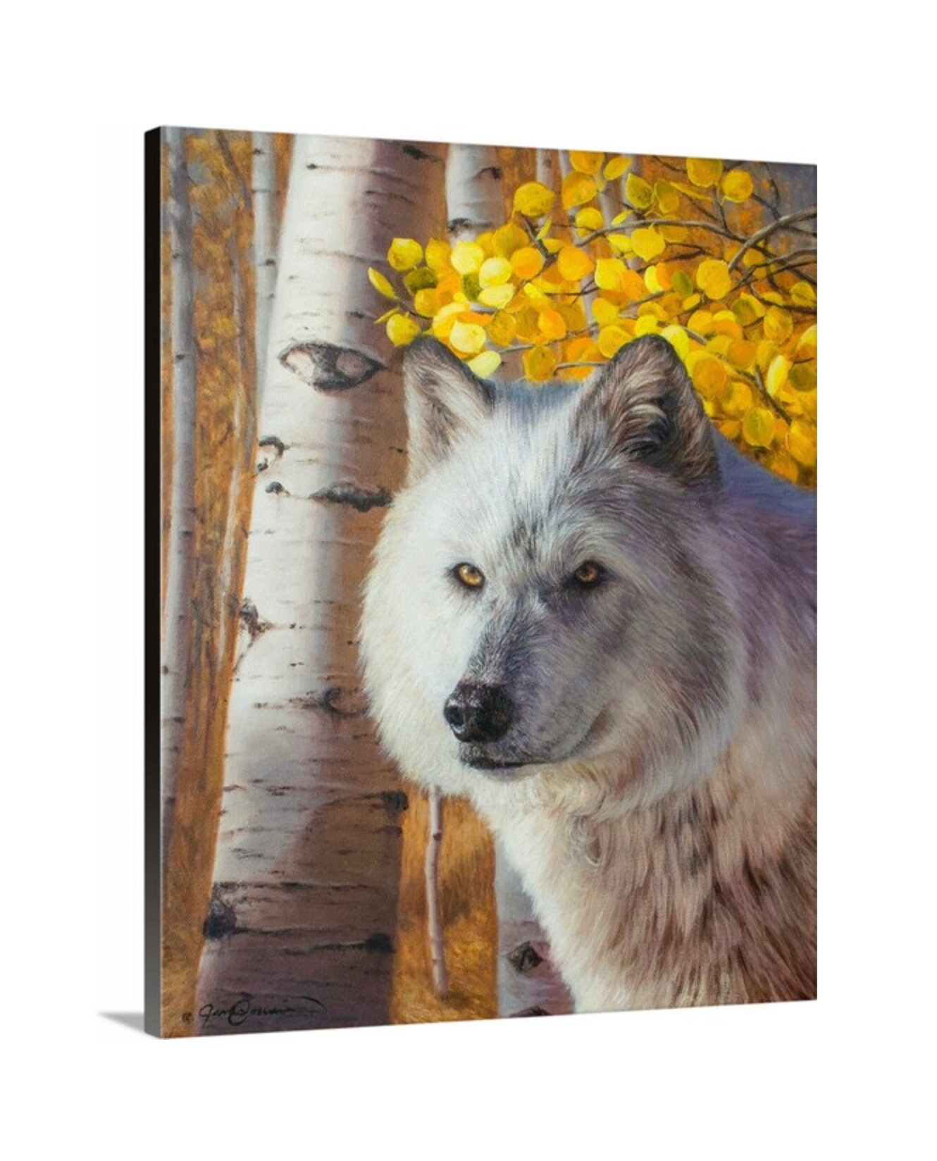 White Wolf Painting - Fall Aspen Trees Wall Art Western Cabin Decor ...