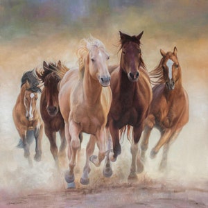 Wild Horses A Beautiful Horse Painting Featuring Running Horses Perfect ...