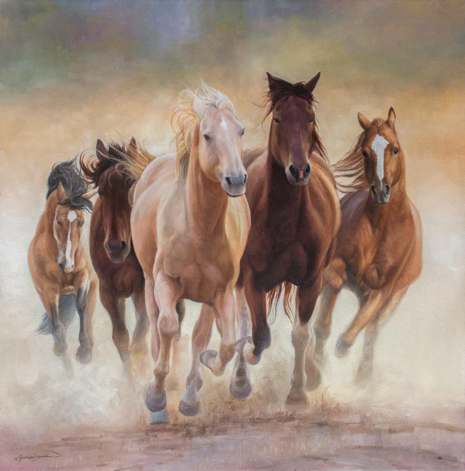 Wild Horses A Beautiful Horse Painting Featuring Running - Etsy Israel