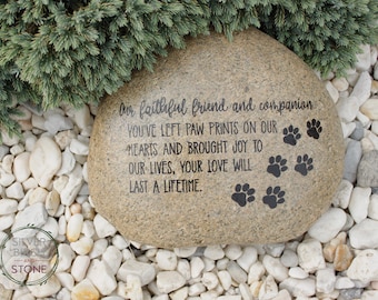Pet Honoring Garden Stone *Standard Design Listing* Our Faithful Friend and Companion. Outdoor Grave Marker. Unique Paw Print Design.