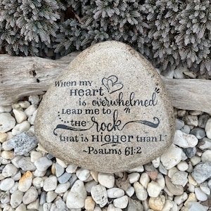 Outdoor Garden Stone. *Standard Design Only* Psalm 61:2 Scripture Gift of Support. Thinking of You Biblical Gift. Less stress and garden.