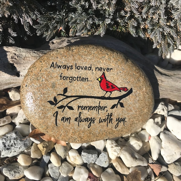 Medium Sized Memorial Stone.  Not Personalized.  Cardinal Remembrance Garden Decor. Outdoor Safe Yard Display.