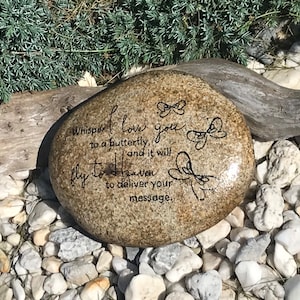 Life Honoring Garden Stone *Standard Design Only* Whisper I love you. Decorative Butterfly Garden Stone. Unique Gift of Sympathy for Friend