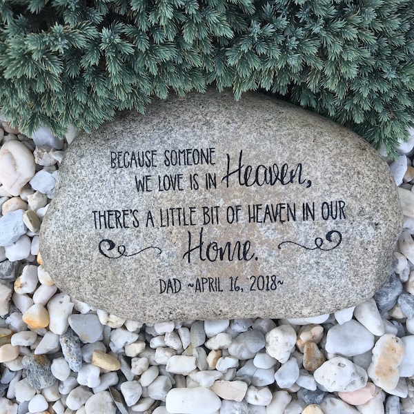 Personalized Remembrance Garden Stone.  Unique living memorial.  Heaven in Our Home Quote.  Special Memory Garden Decor.  Sympathetic Gift.