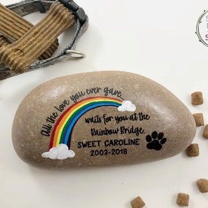 Personalized Pet Memorial Garden Stone.  Excerpt from poem.  All the love you ever gave...waits for you at the Rainbow Bridge. Pet loss gift
