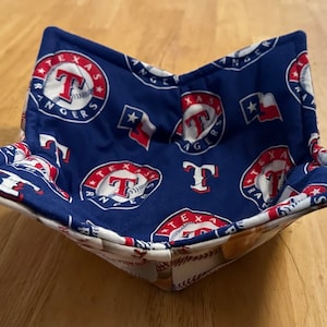 Texas Rangers Reversible Microwavable Bowl Cozy, Handmade