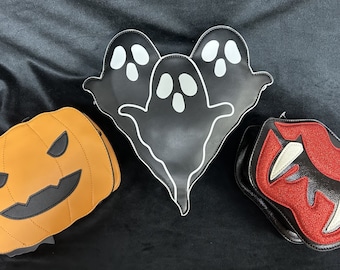 Straszne torebki na Halloween | Duchowe serce Jack O'Lantern Wampirze kły | Nowatorskie torebki na ramię Witchy Code Pomarańczowy gotycki