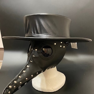 Casquette de médecin de la peste en cuir noir | Steampunk Renaissance Médiéval Fantasy Western 22 3/4 pouces