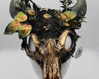 Máscara de demonio ancestral, hada del bosque con cuernos, chamán, médico brujo