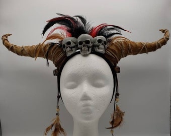 Wide Horned Voodoo Headband | Shaman Witch Doctor Ritual Halloween