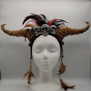 Wide Horned Voodoo Headband | Shaman Witch Doctor Ritual Halloween