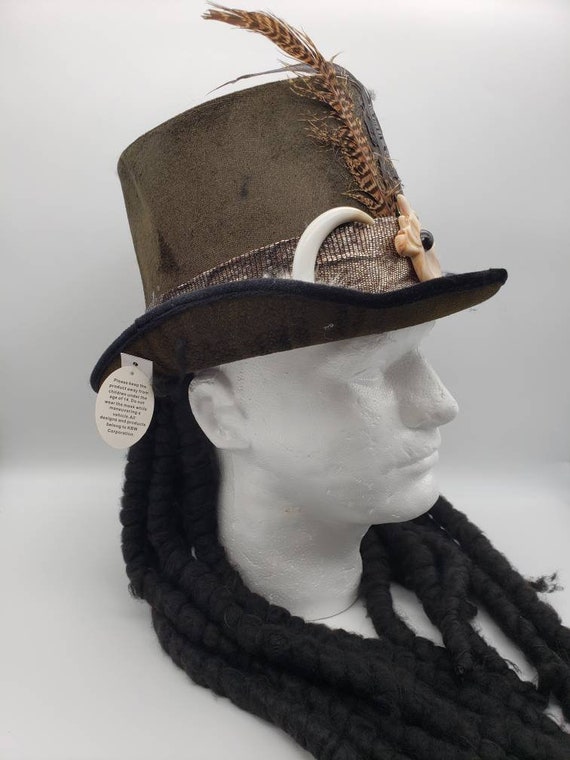 Voodoo Top Hat With Dreadlocks | Shaman Witch Doctor Ritual