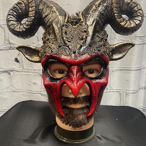 Black Red Gold Masquerade Mask, Halloween Mask, Devil Mask, Animal Mask, Ball Party Mask, Halloween Devil Mask, Men Mask, Halloween