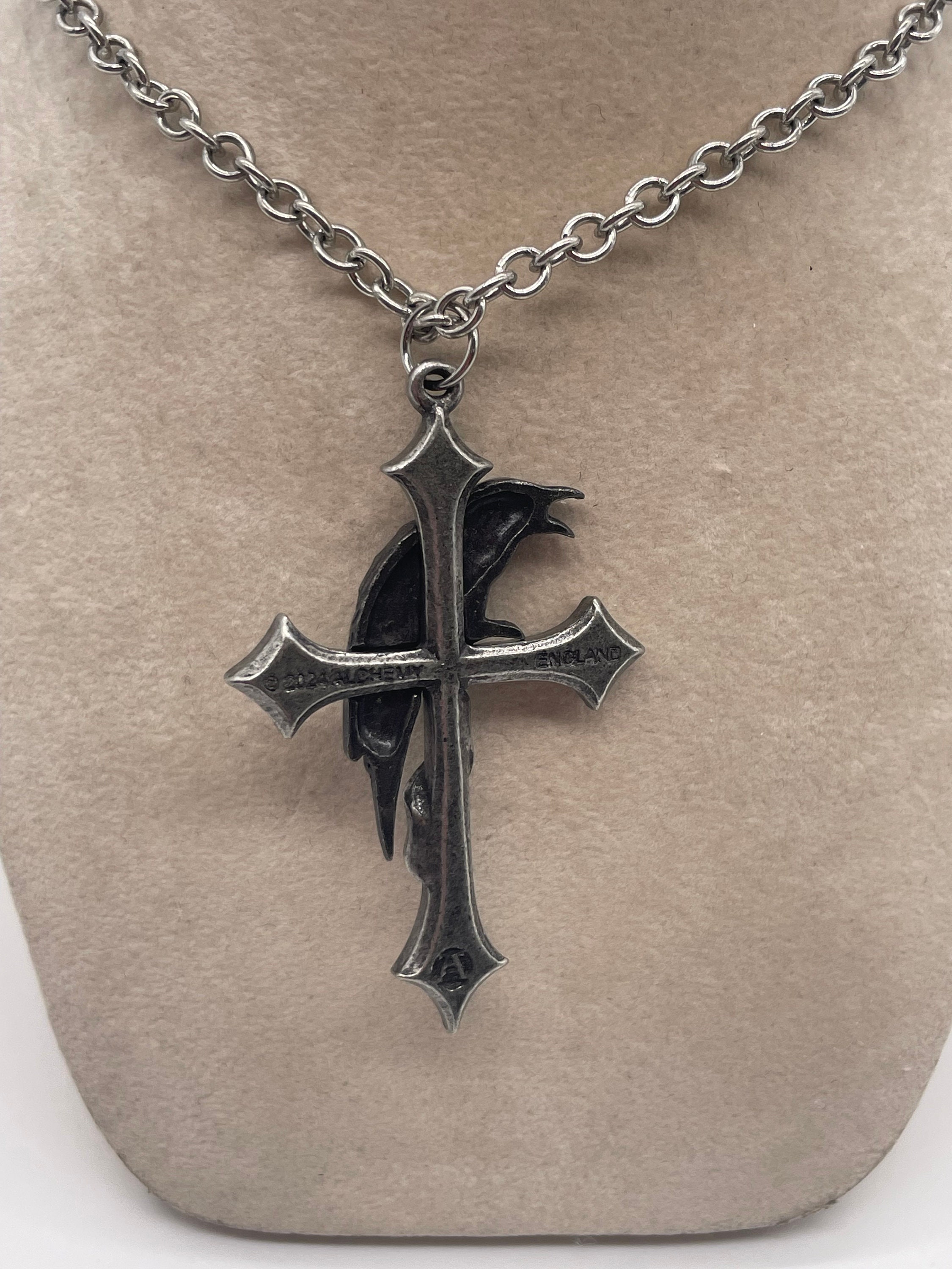 Crux Corvis | Cross of the Raven Pendant Necklace | English Pewter