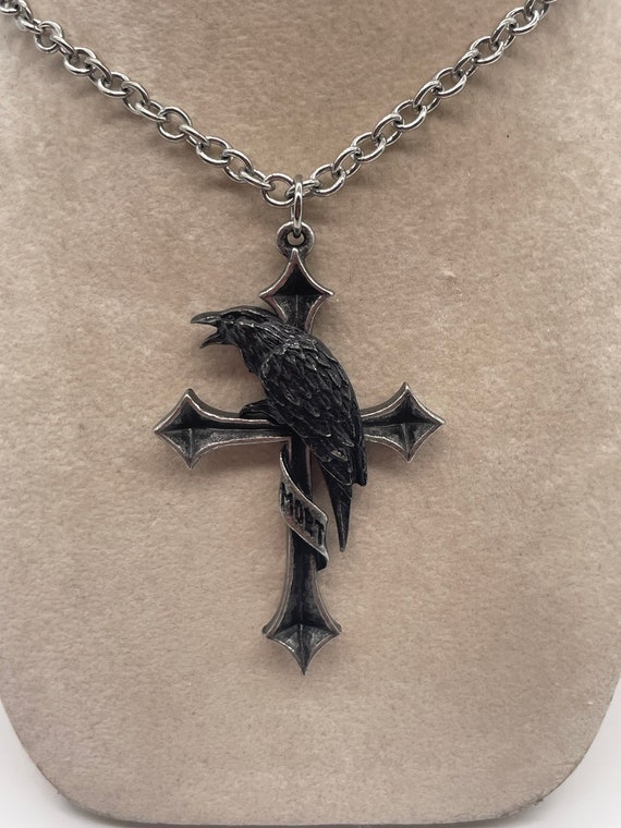 Crux Corvis | Cross of the Raven Pendant Necklace | English Pewter