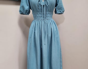 Sukienka Cottagecore z kieszeniami (mieszanka lnu) Renn Faire, odzież festiwalowa, odzież piracka