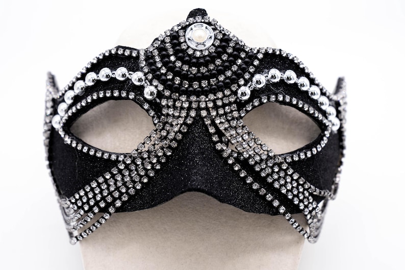 Rhinestone Dangle Masquerade Mask | Pink Gold Black Purple | Phantom ...