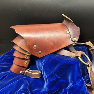 Handmade Leather Shoulder Pauldron | Black or Brown | Soldier Reenactment Renaissance Fair Cosplay Warrior Armor