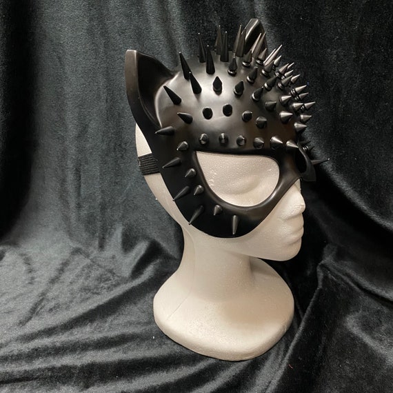 Spiked Cat Mask | Black or Red | Half Mask Halloween Masquerade