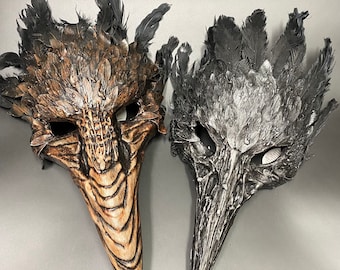 Bird Beak Mask | Black or Brown | Crow Plague Doctor Feathered Shaman Witch Doctor Ritual Voodoo Halloween