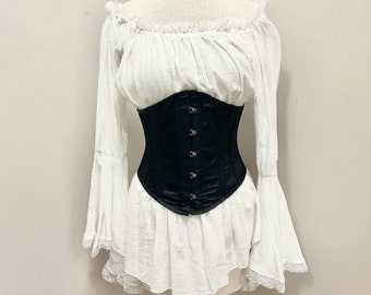 Schwarzer Satin Taillen Cincher | Gothic Steampunk Korsett Gürtel
