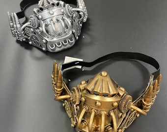 Steampunk Gas Mask | Silver or Gold | Bullets Post Apocalyptic Cosplay Diesel Punk