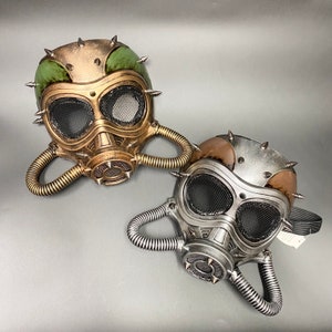 Steampunk Gas Mask | Gold or Silver | Post Apocalypse Respirator Studded Submarine Futuristic Diesel Punk Fantasy