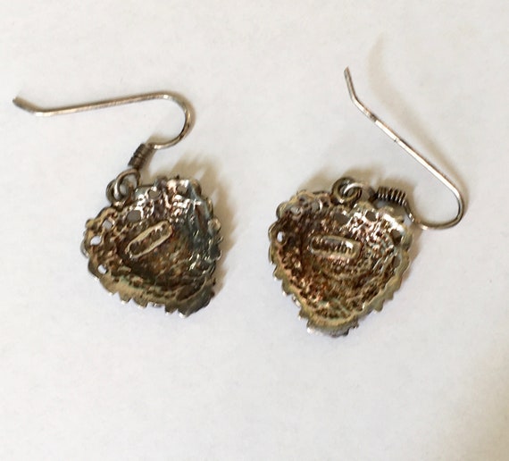 vintage sterling heart earrings - image 4