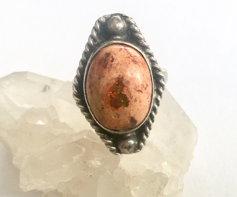 size 6.75 vintage sterling boulder opal ring