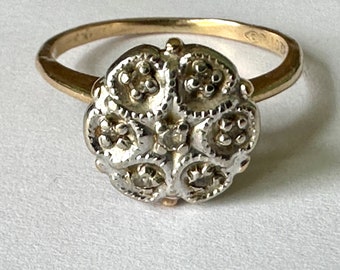 vintage bicolor 10k gold floral cluster ring, size 5.5