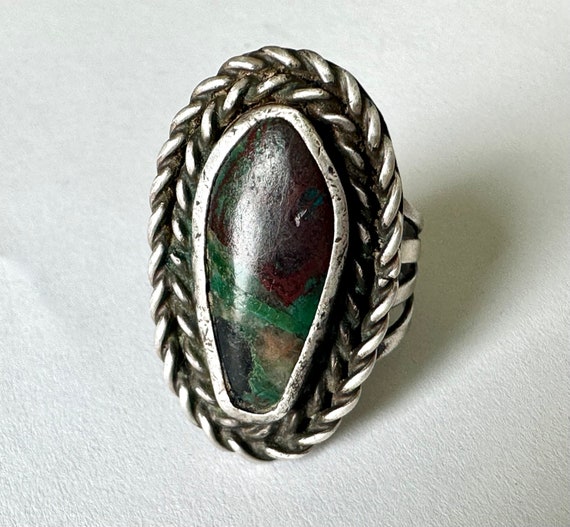 vintage southwestern multi-colored stone sterling… - image 2