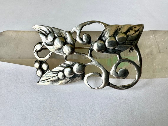 vintage sterling leafy openwork brooch - image 6