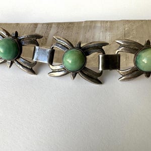 vintage Mexican silver and green onyx bracelet