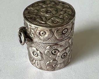 antique sterling chatelaine floral thimble holder