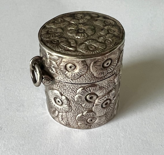 antique sterling chatelaine floral thimble holder