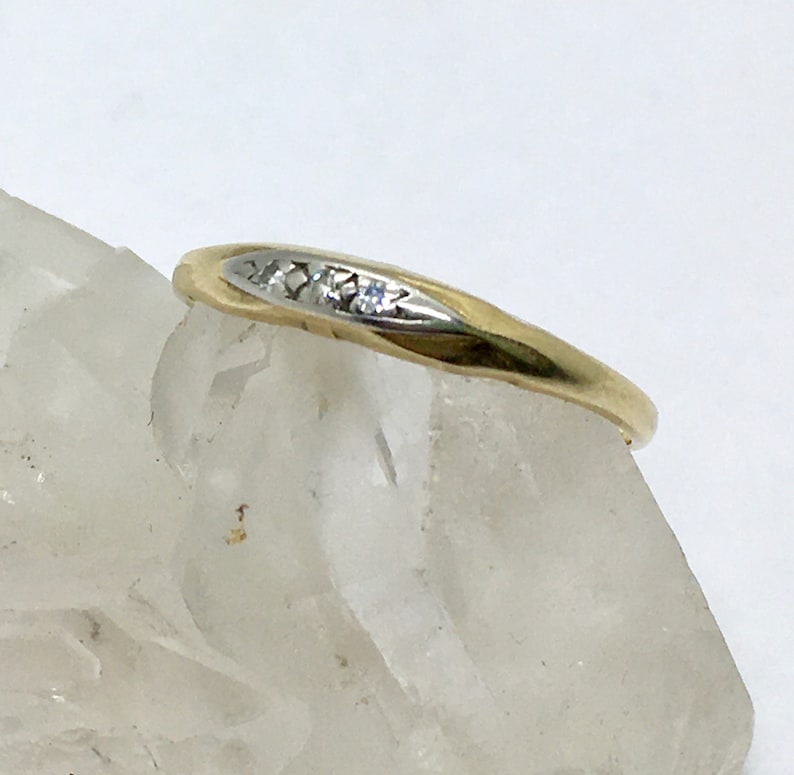 vintage two gold 14k diamond band size 6.75