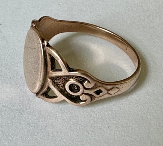 antique 8k rose gold pinky signet ring, size 4 - image 6