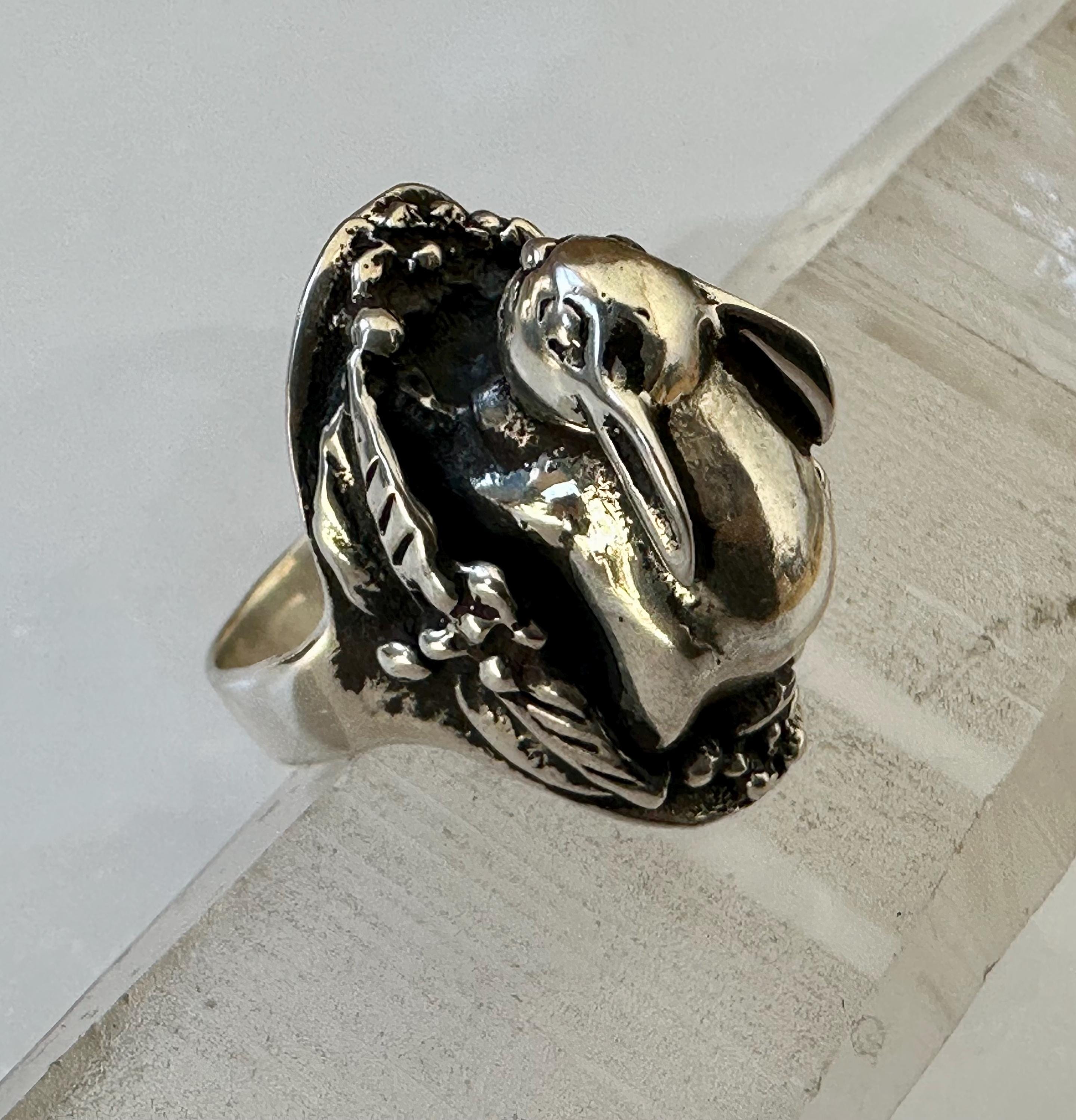 Vintage Sterling Bunny Ring With Flowers, Size 7 - Etsy