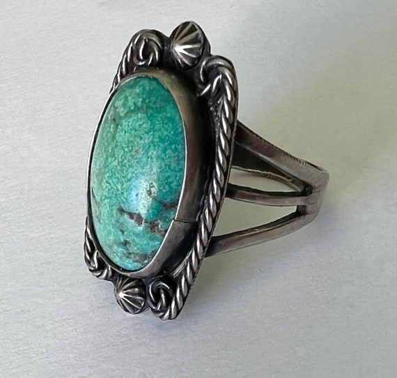 vintage sterling and turquoise artisan ring, size… - image 3