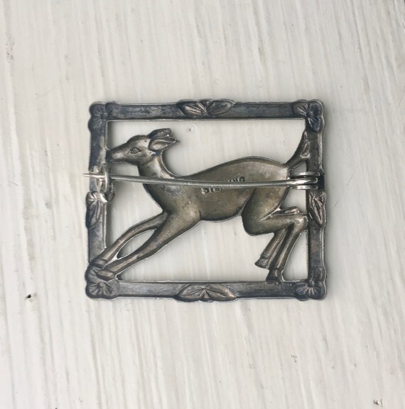 vintage sterling framed deer brooch - image 3