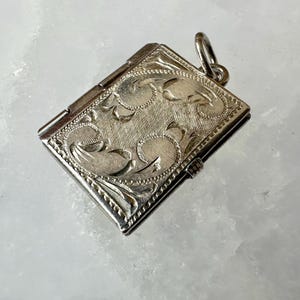 vintage sterling book locket pendant