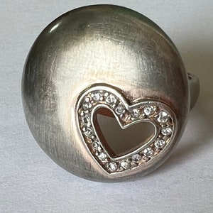 vintage domed sterling and clear stone ring, size 6.25