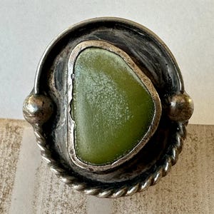 vintage green turquoise sterling southwestern ring, size 7.25
