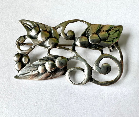vintage sterling leafy openwork brooch - image 2
