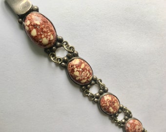 vintage sterling and stone mexican bracelet