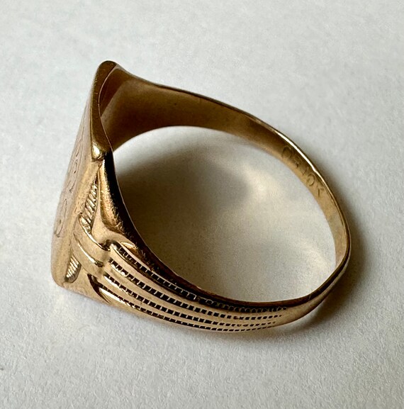 antique Ostby Barton 10k gold signet ring, size 7… - image 6