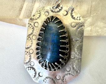 vintage sterling and labradorite stamped pendant