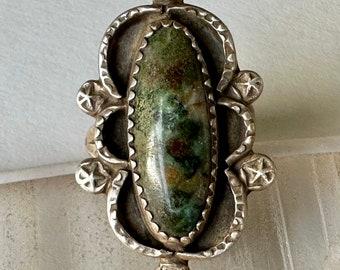 vintage southwestern jasper artisan ring, signed, size 4.75-5