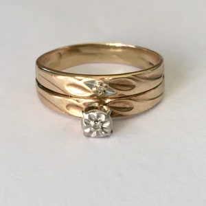 vintage 10k gold wedding set, size 7.25