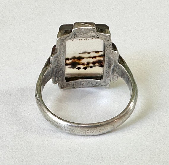 antique sterling and agate ring, size 5.5 - image 6